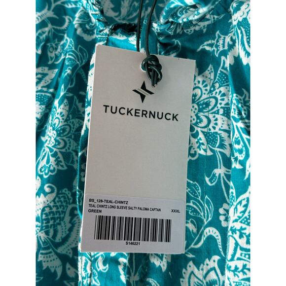 Tuckernuck Beach Palmetto Bouquet Print Long Sleeve Salty Paloma Caftan 3X NWT - Picture 3 of 4